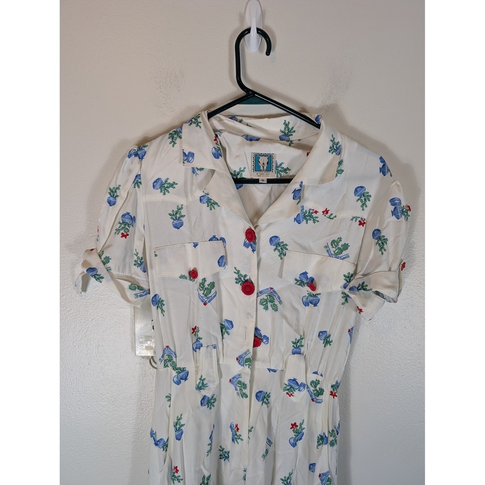 Desert West Sherry Holt Small Vintage Southwestern Cactus Midi Dress Rayon - Picture 3 of 11